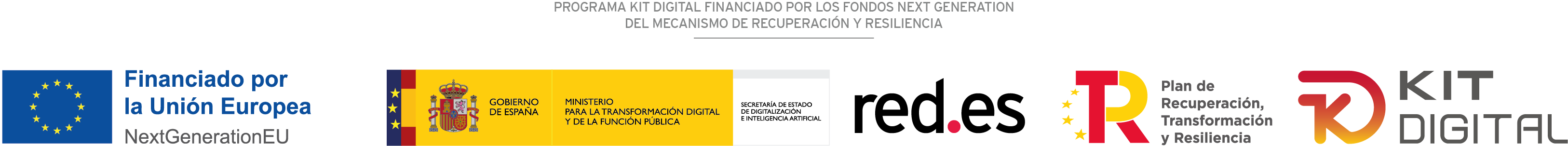 financiamiento de la union europea, gobierno de españa, plan de recuperacion tranformacion y resilencia, red.es y kit digital